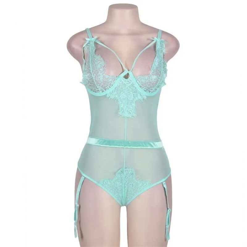 Teddy Sheer Mesh Bodysuit Lace Romper