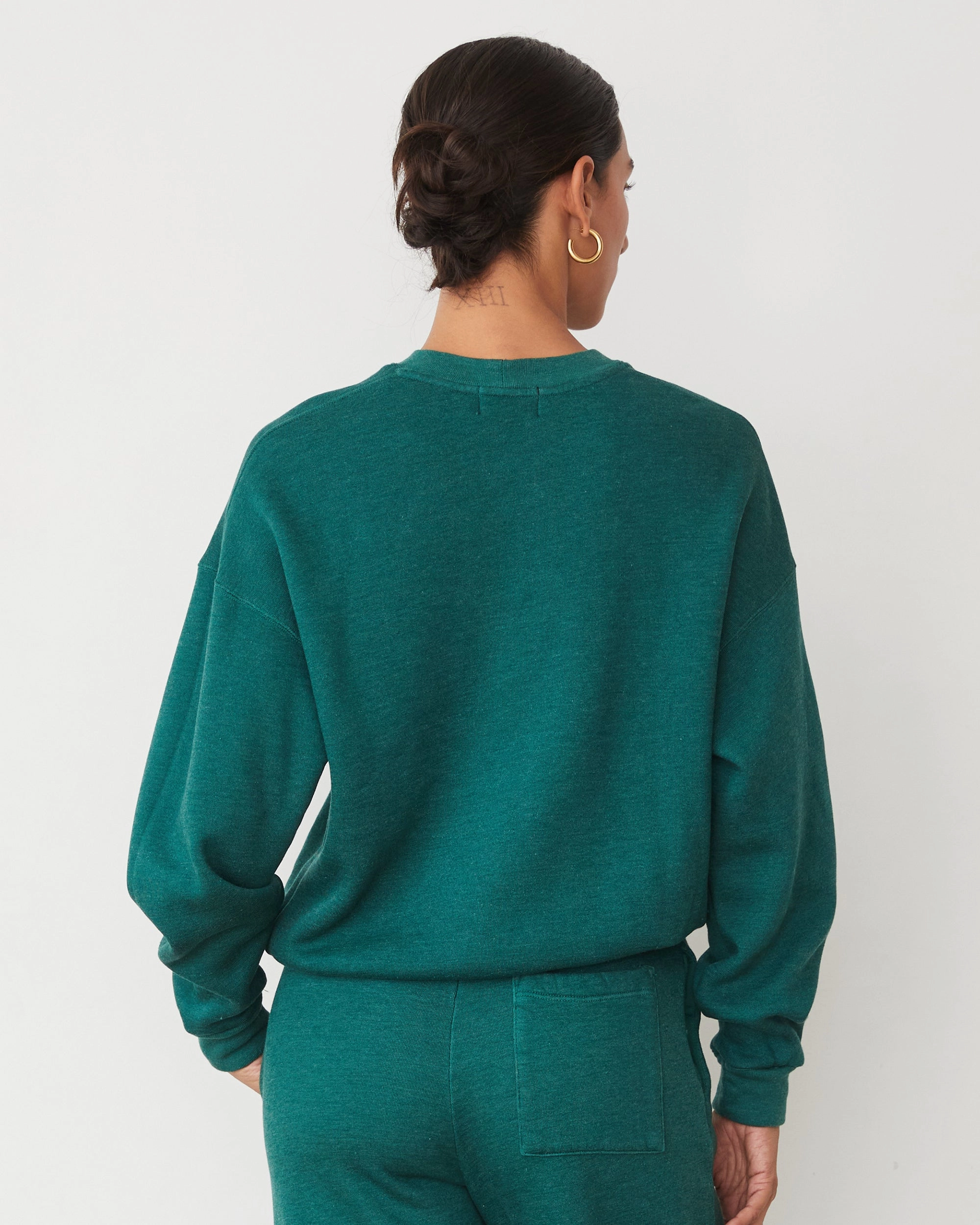 Teddy Fleece Crew Neck Sweatshirt FlatlockStitching