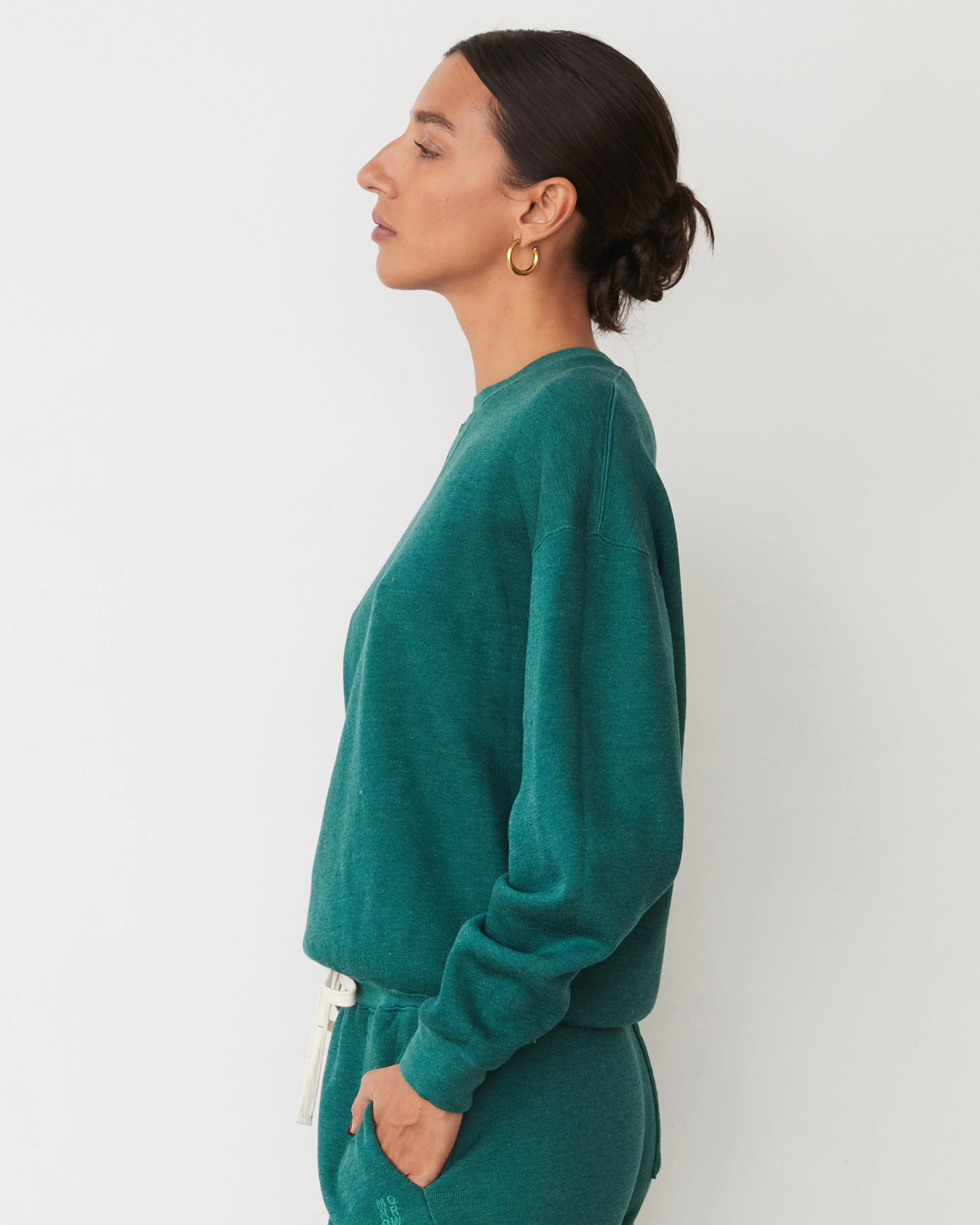 retro look Built In Filter Layer Teddy Fleece Crew Neck Sweatshirt