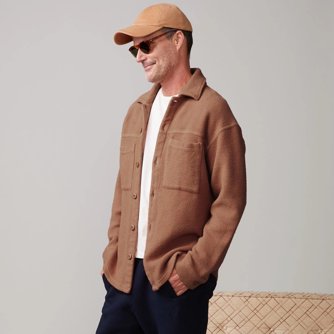 DoubleLayeredShoulders No Iron Fabric Teddy Fleece Shacket