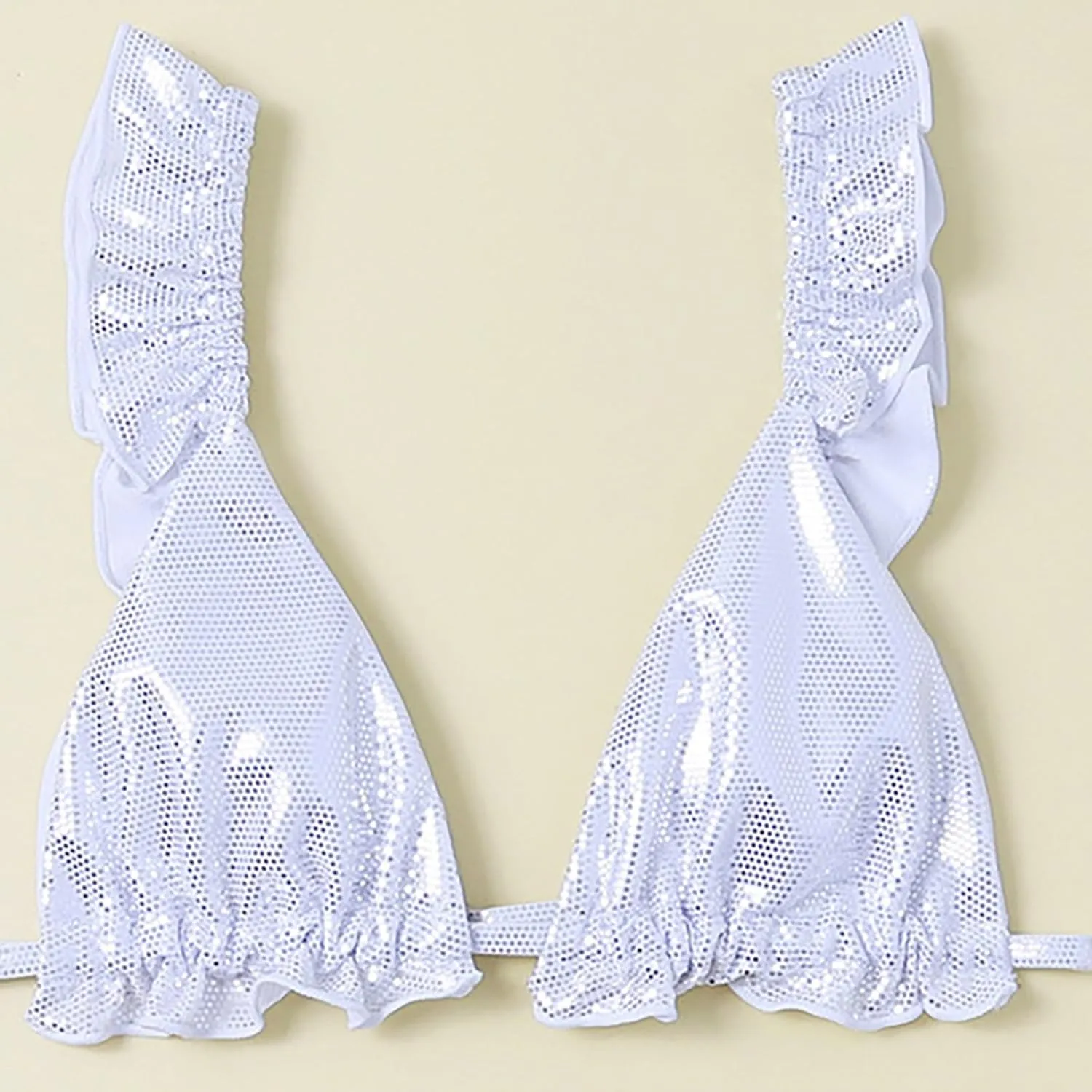 Teens Girls Swimsuits Quick-Dry Bathing Suit Cute Ruffle Sequin Bikini Set with Modest Bathing Suits for Teens