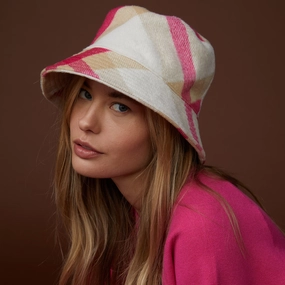 Temperature Control Fabric Plaid Bucket Hat Plaid Bucket Hat Chic Cardigan Anti Static Fabric