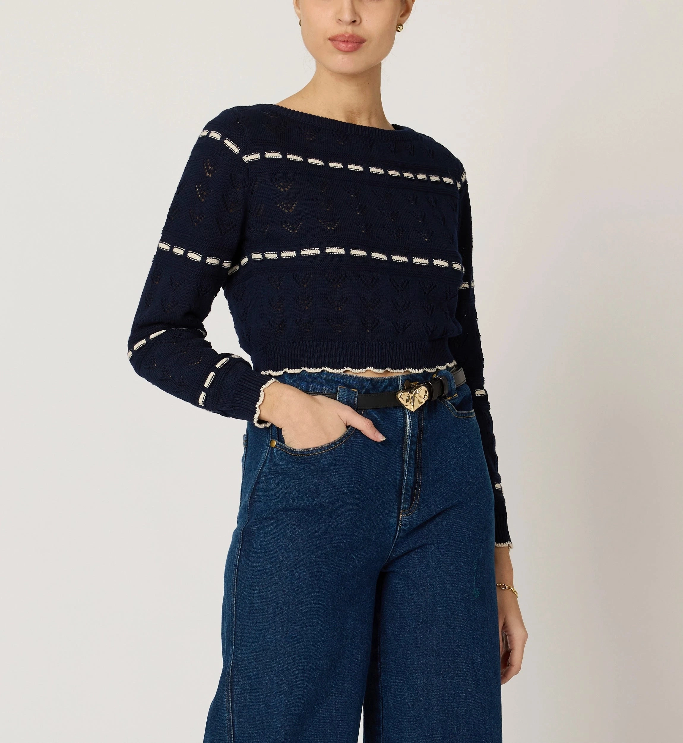 Antistatic Estrella Sweater | Dark Blue/Ivory
