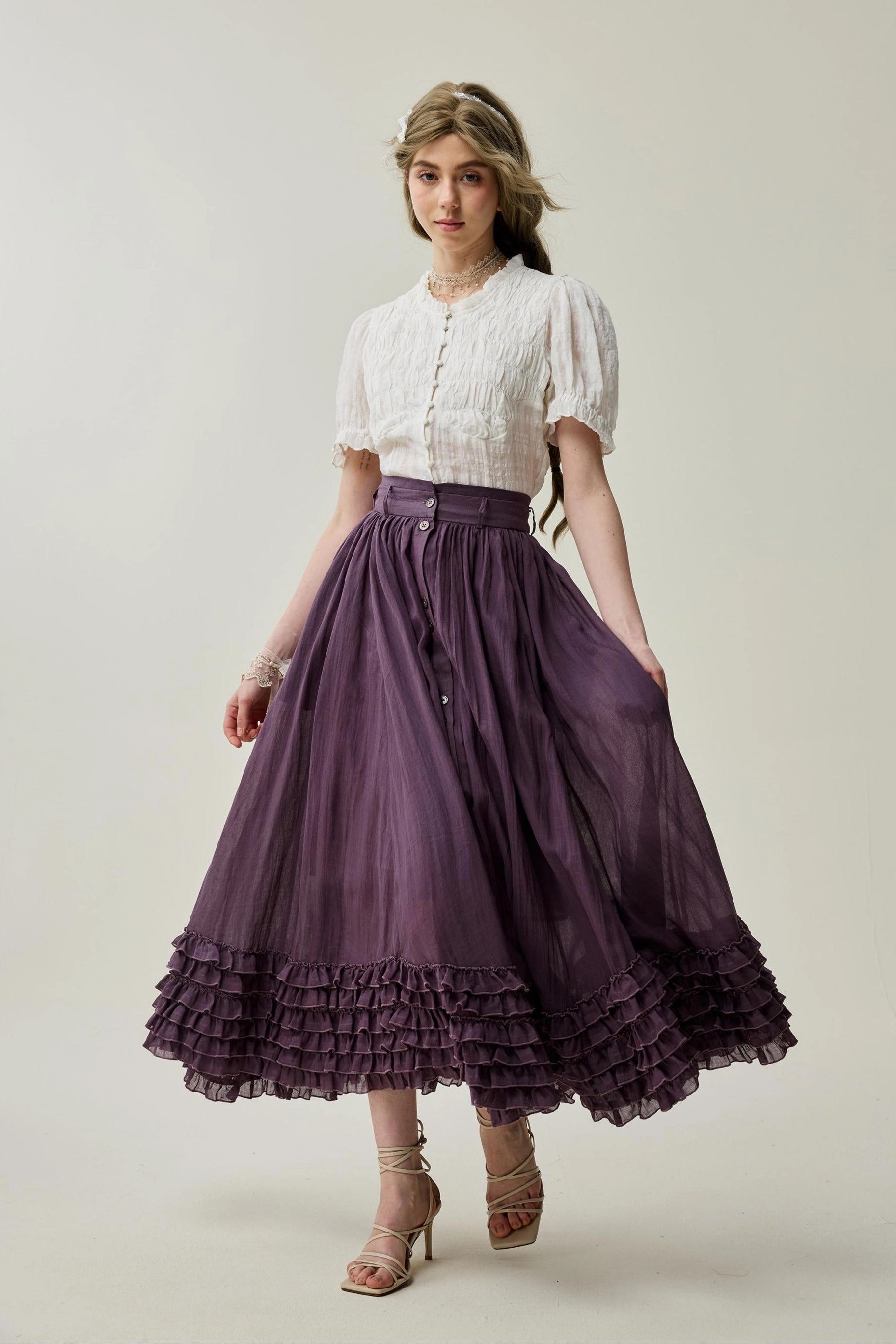 CompressionResistant Dorothy 27 | Ruffled maxi linen skirt