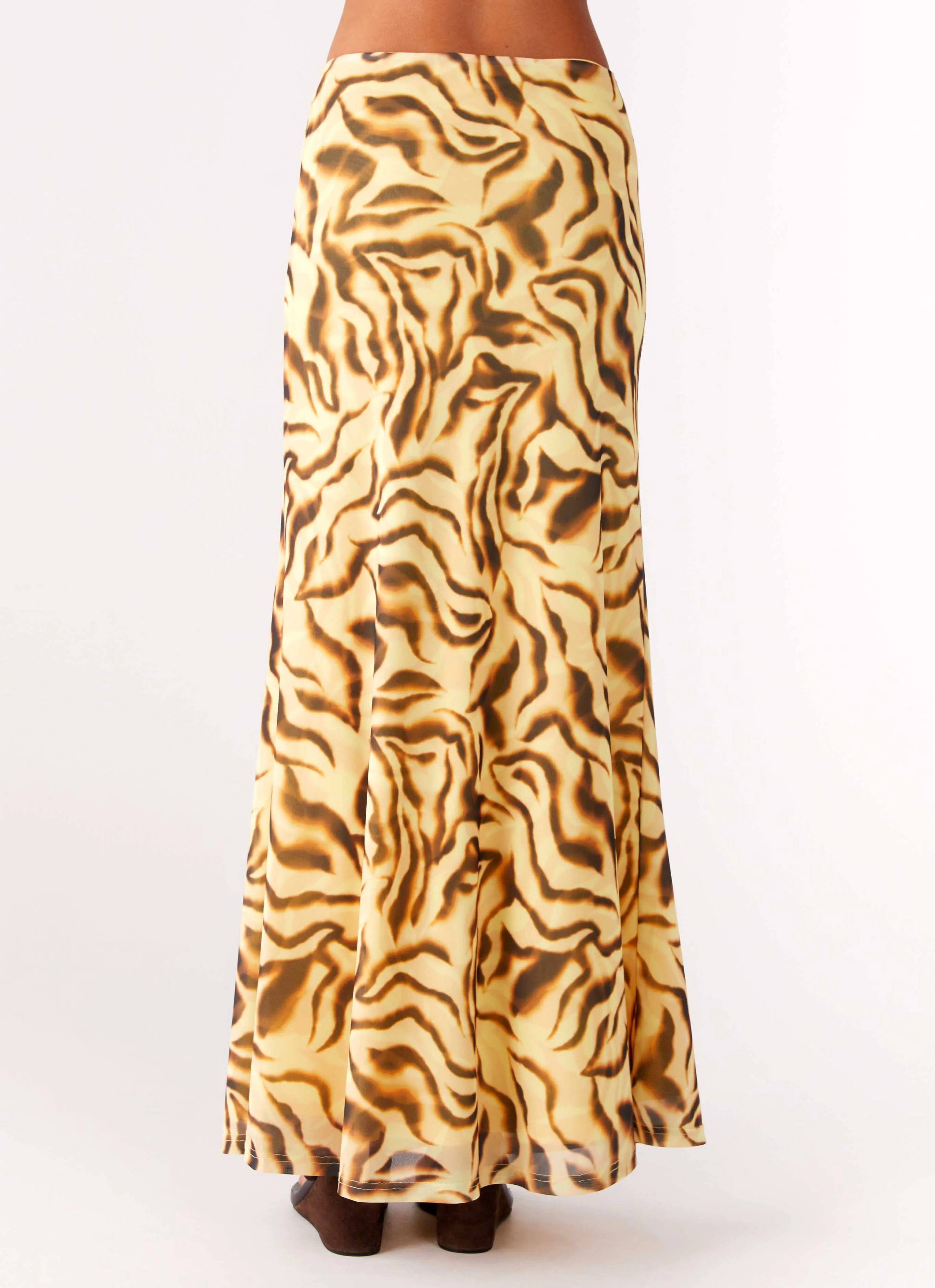 Call Me Low Rise Maxi Skirt - Yellow Zebra ComfortWaistband