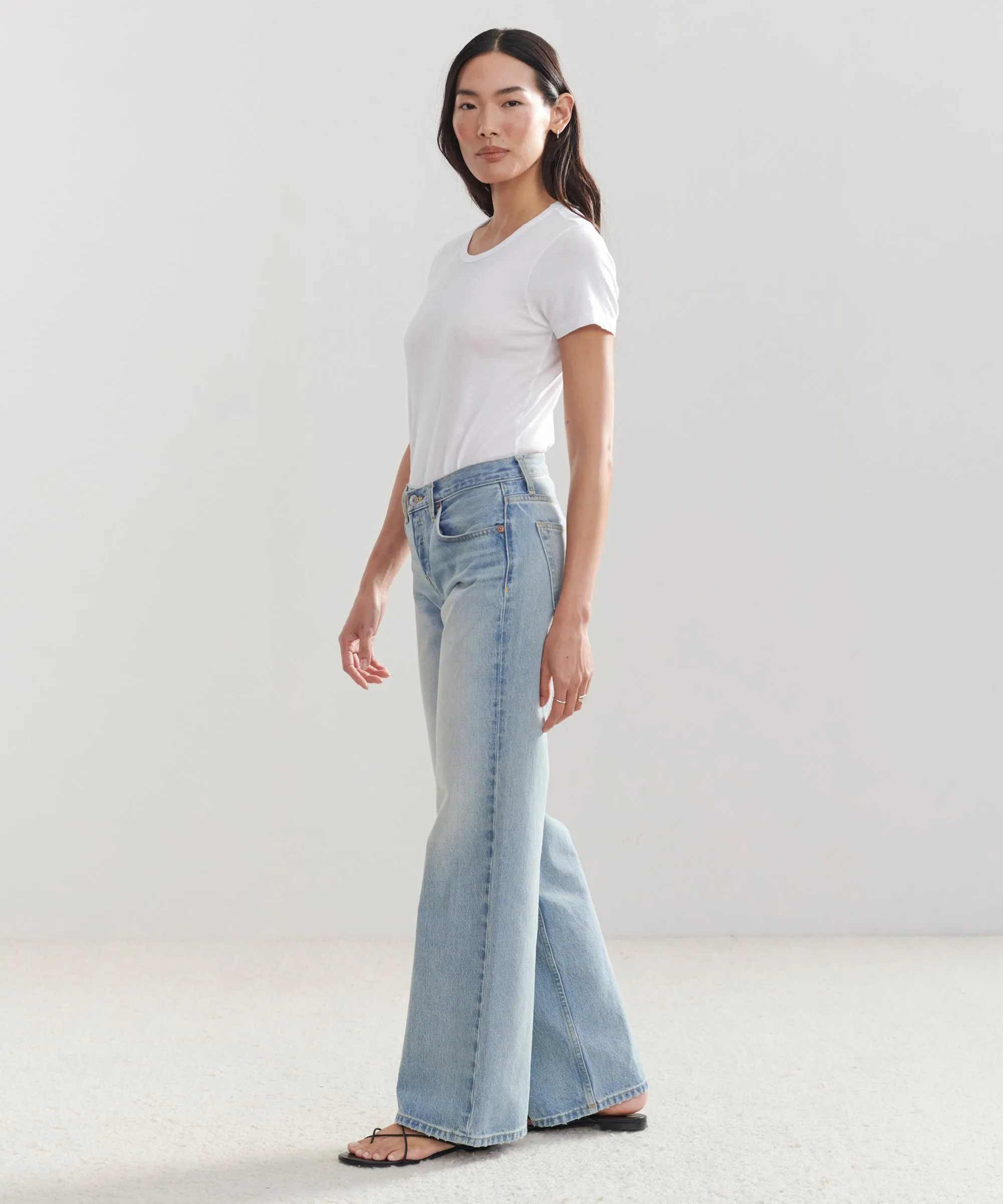 WrinkleFreeFinish Mid Rise Wide Leg