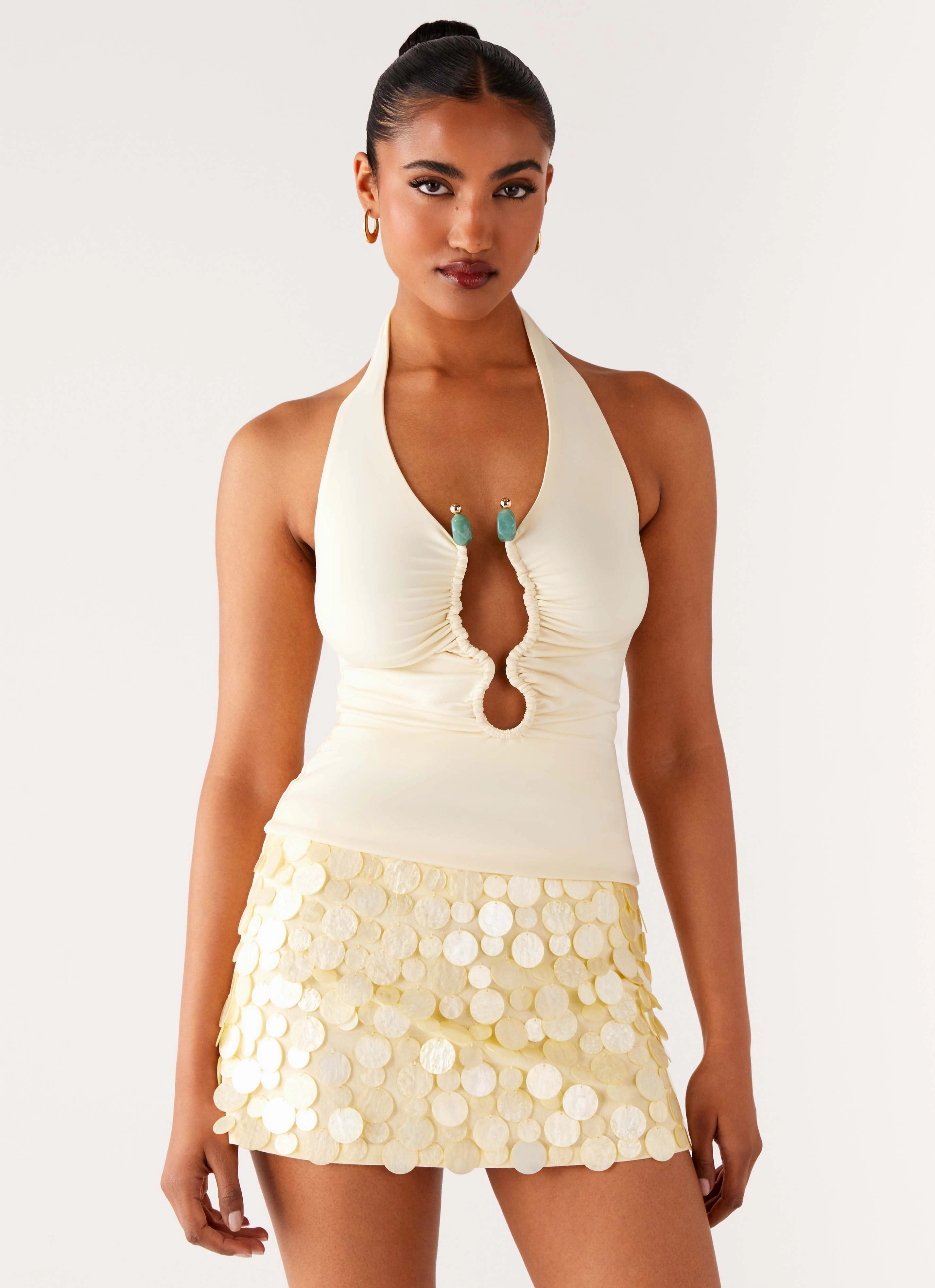 Diego Halter Top - Yellow RibbedCollar EcoDyeProcess