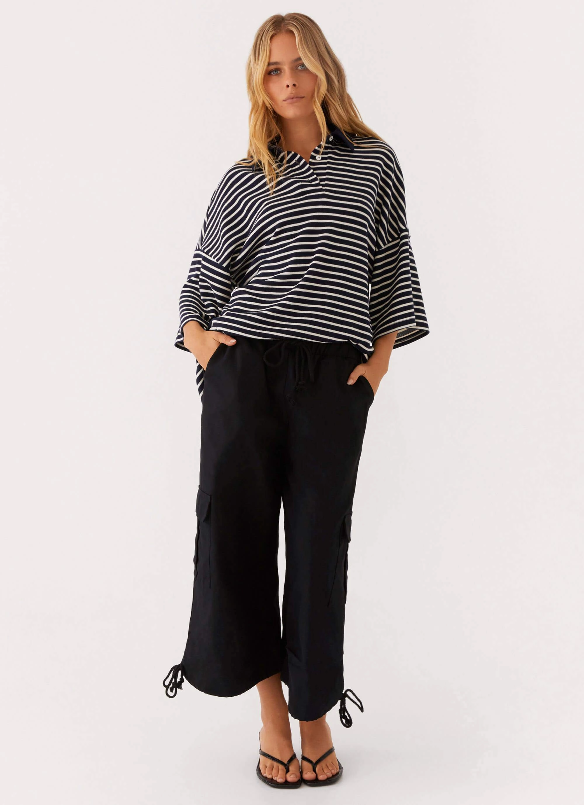 Undefeated Oversized Polo Top - Stripe Anti Odor Finish Soft Brushed Finish