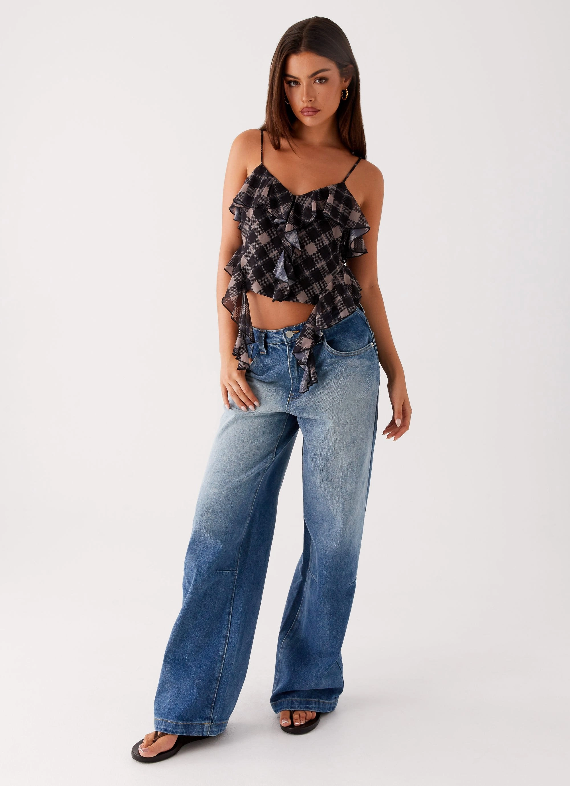 Jessie Cami Top - Taupe Check Professional Look LightweightDesign