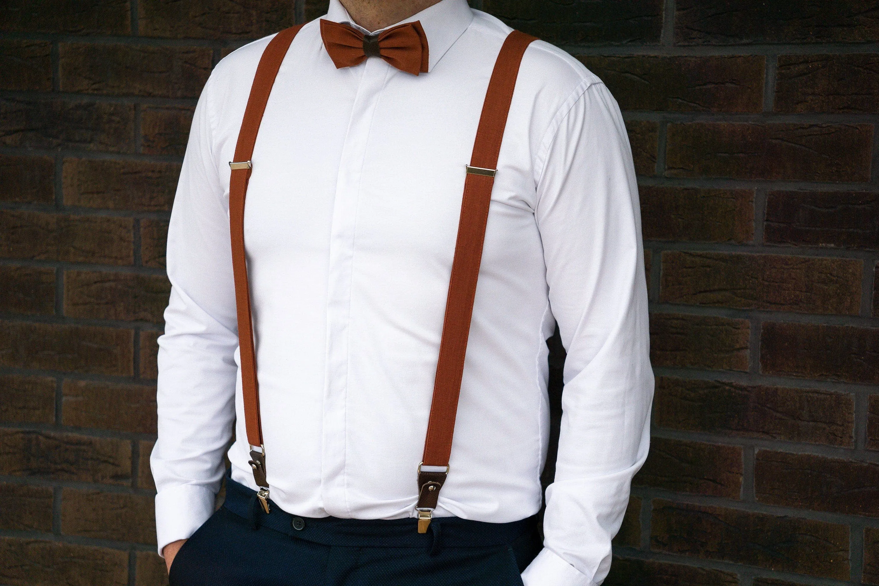 Terracotta Linen Bow Tie - Handmade and Customizable for Men and Boys - Ideal Groomsmen's Gift - Perfect for Weddings