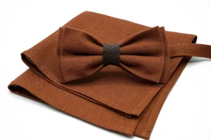 Terracotta Linen Bow Tie - Handmade and Customizable for Men and Boys - Ideal Groomsmen's Gift - Perfect for Weddings