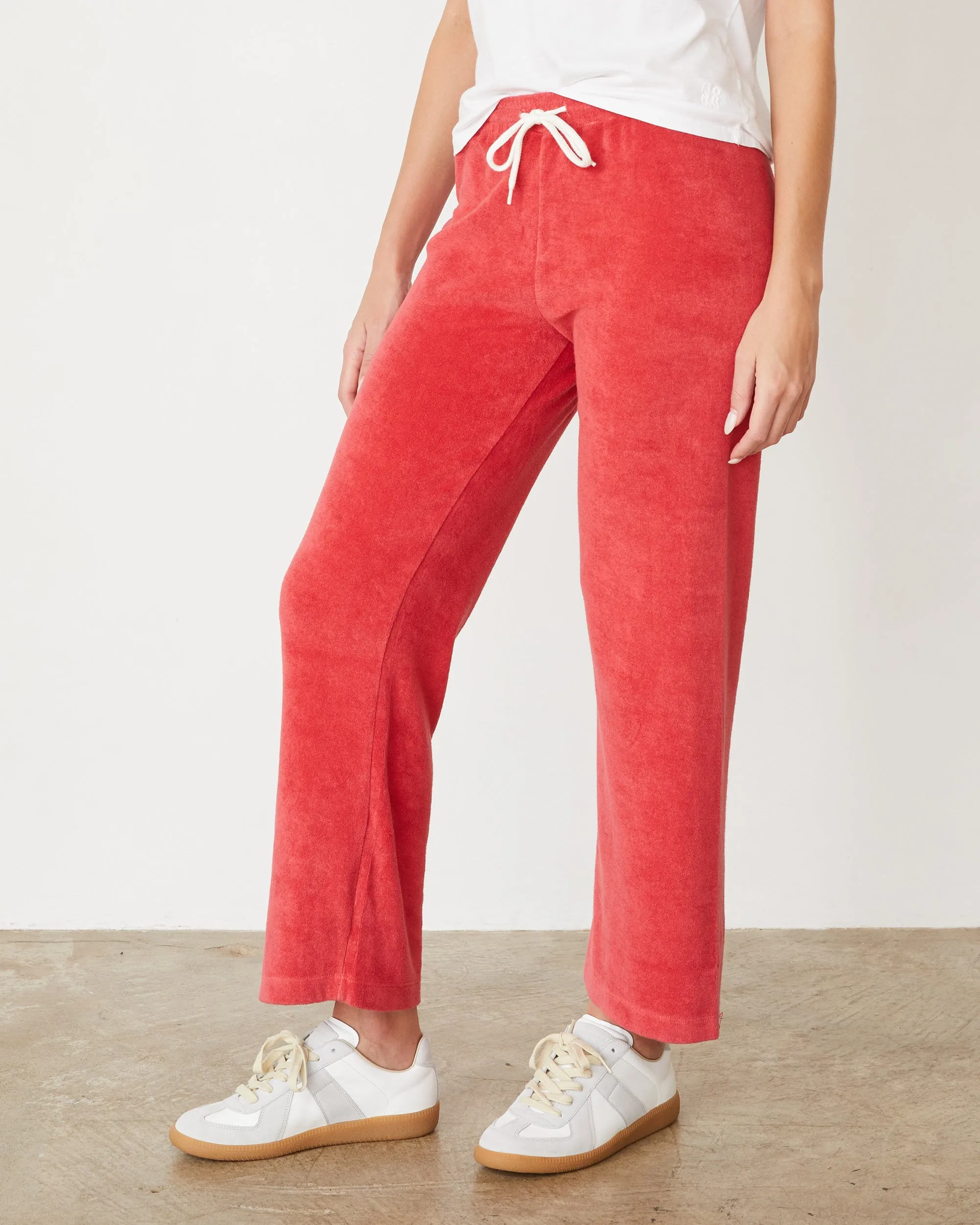 Terry Cloth Crop Pant Loose Design Easy Access