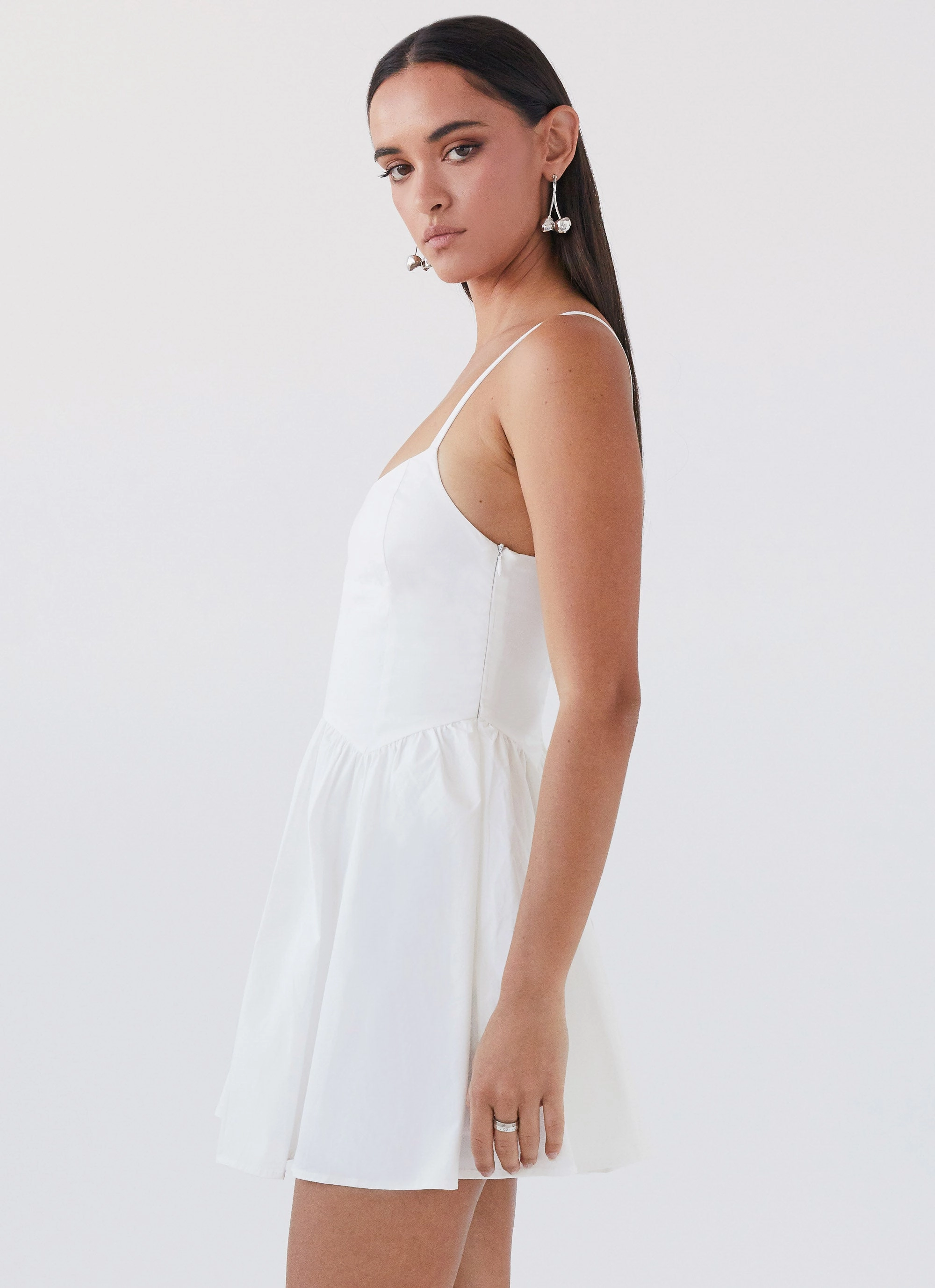 Tesoro Mio Mini Dress - White Fall Ready Front Ruffle