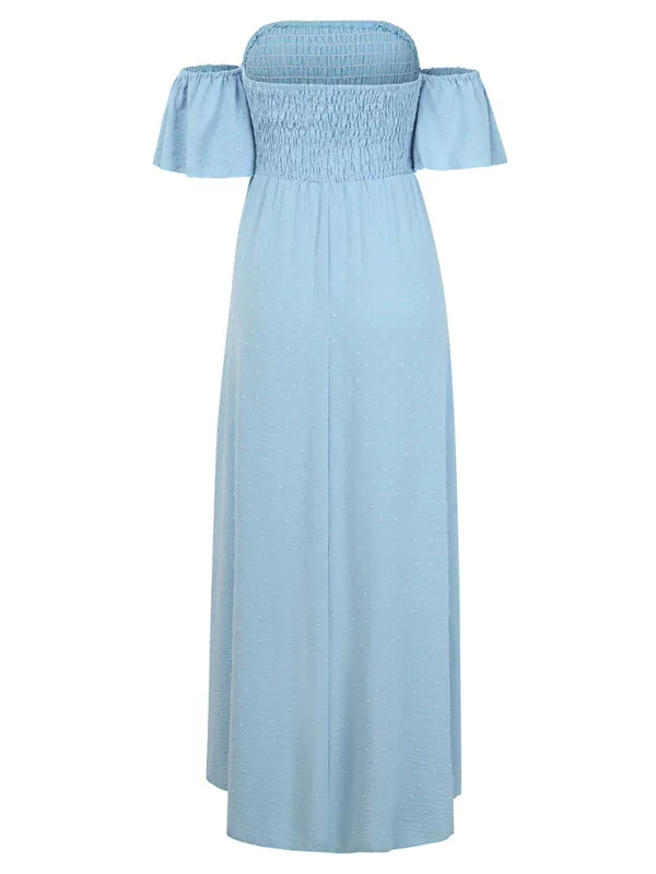 Textured Off-Shoulder High-Low Dress for Cocktail Parties
