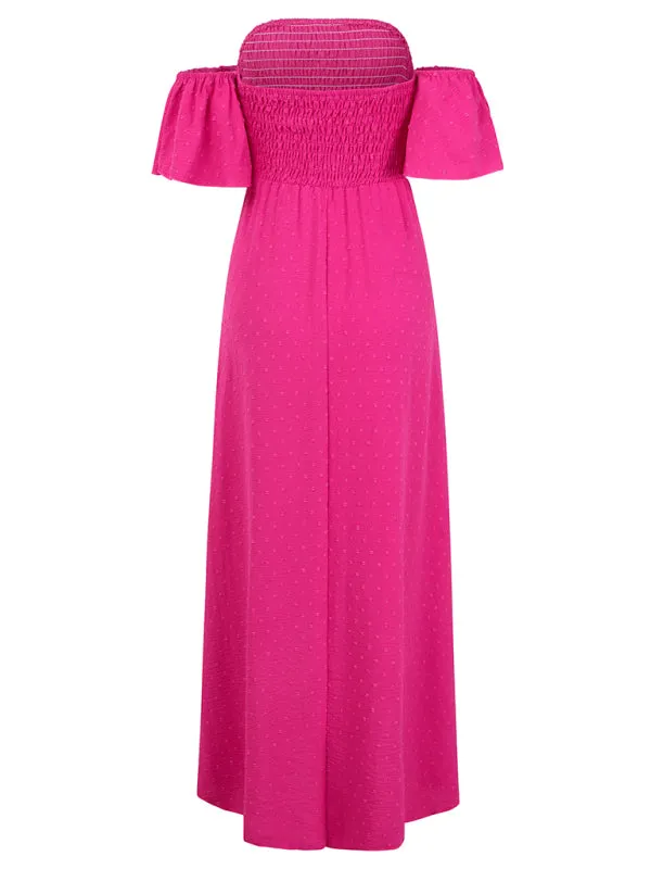 Textured Off-Shoulder High-Low Dress for Cocktail Parties
