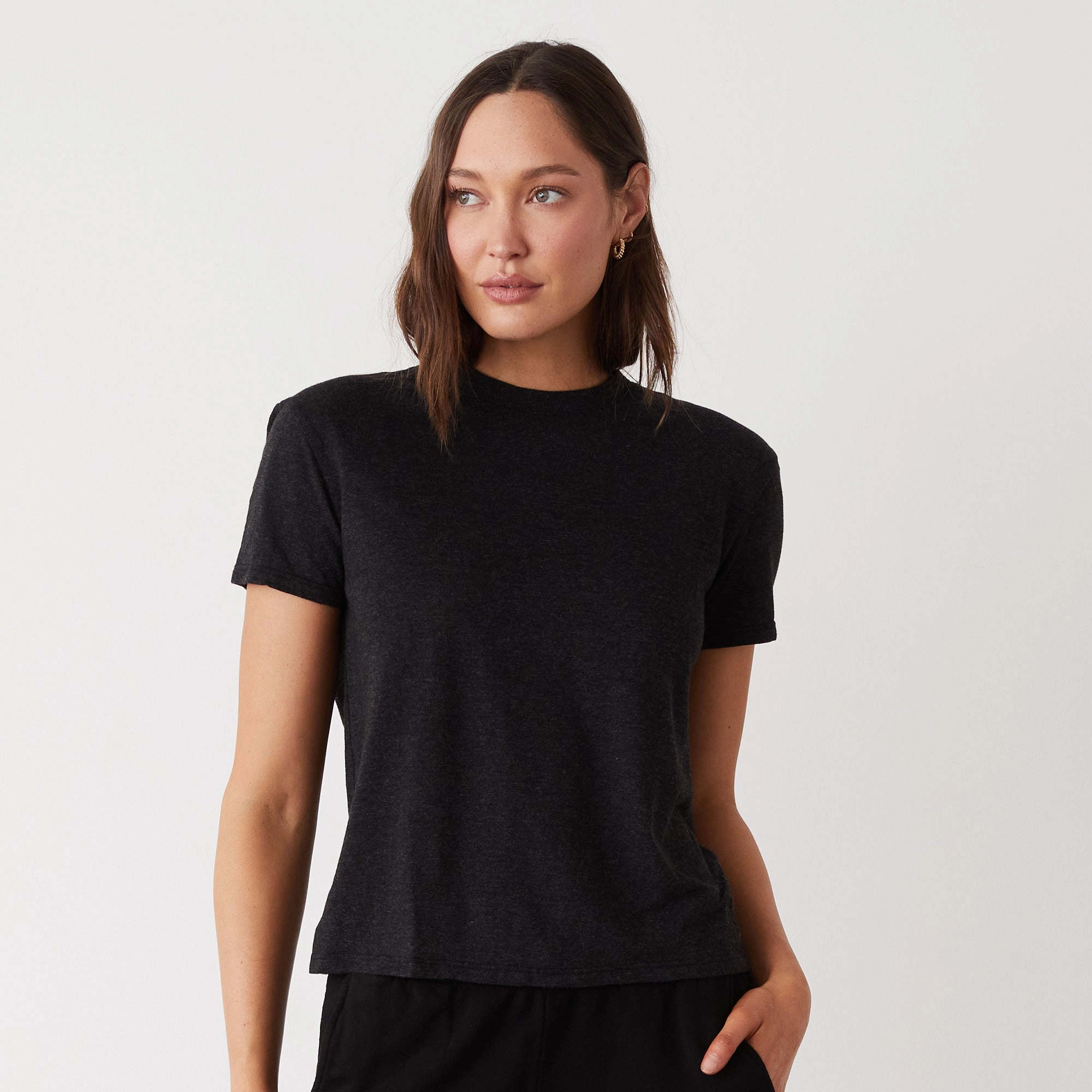 ColorfastMaterial Textured Tri-Blend Basic Crew Neck Tee