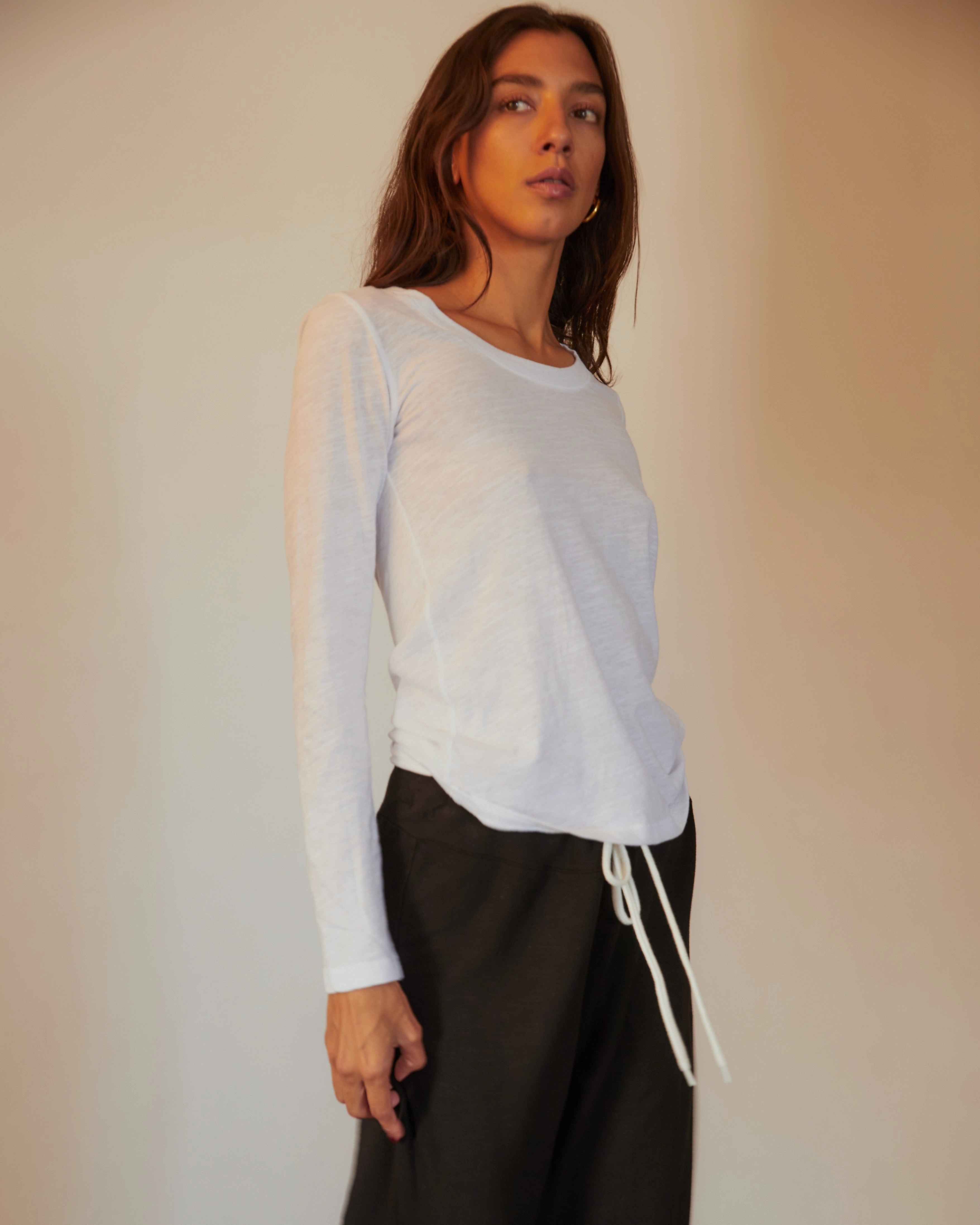 Textured Tri-Blend Fitted Long Sleeve Crew Anti Odor Finish Reflective Safety Accents