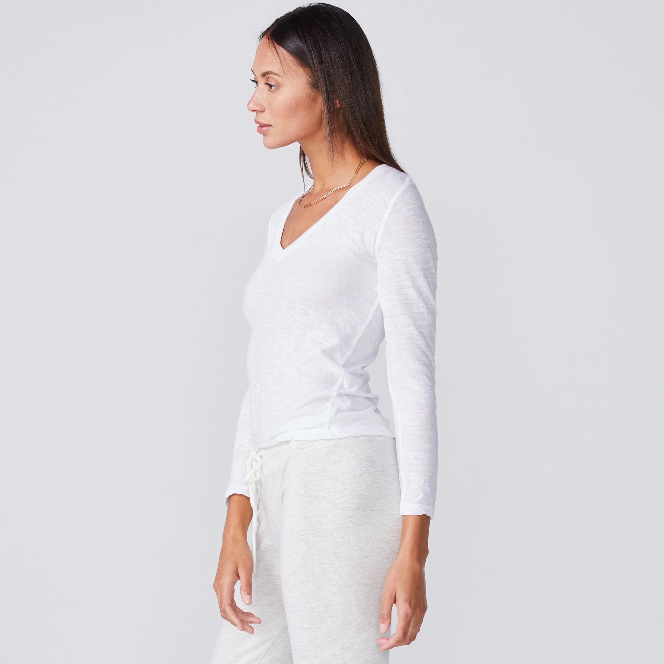 UVProtectionCoating Textured Tri-Blend Fitted Long Sleeve V Neck Tee