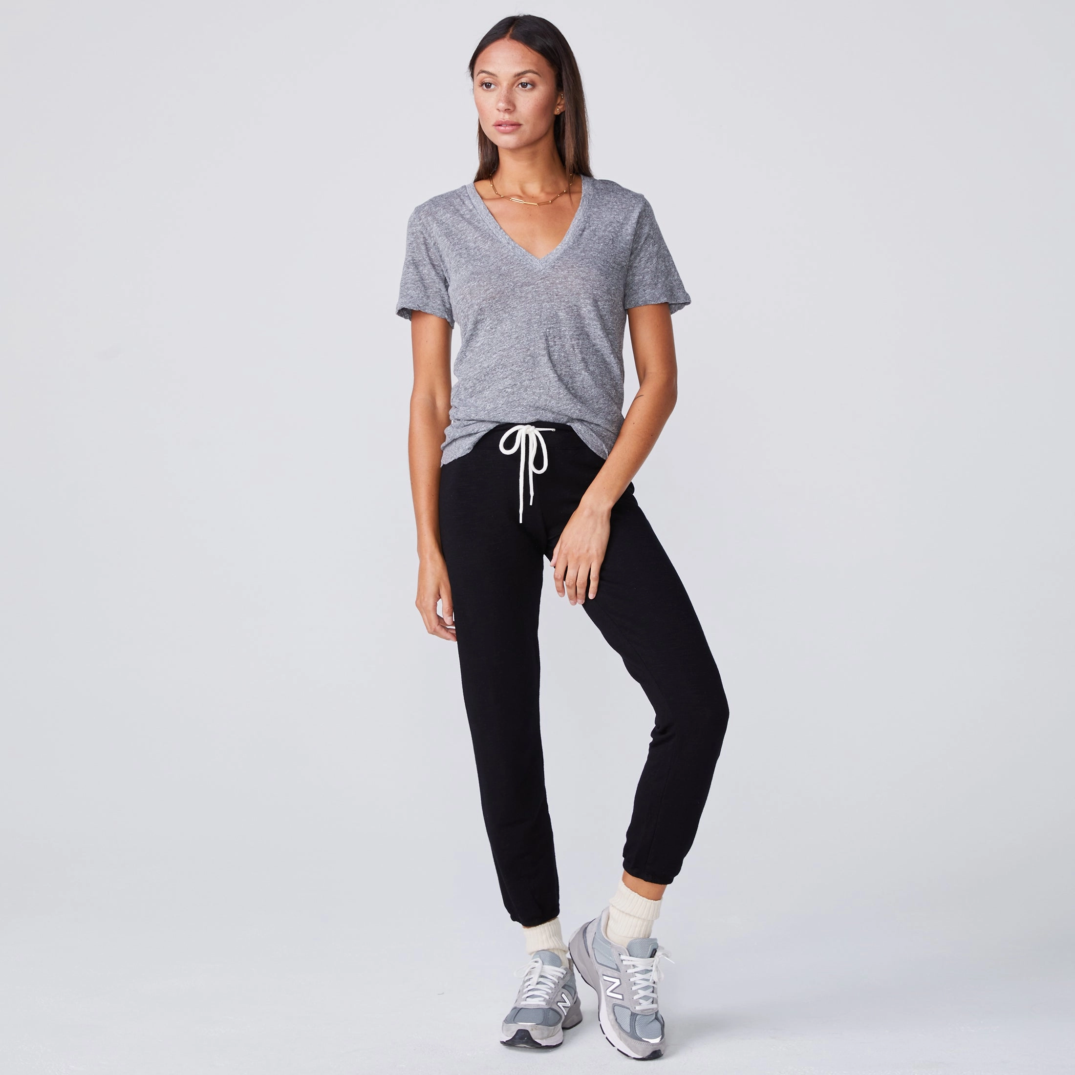 Textured Tri-Blend Fitted V Neck Tee QuickDrying RollUpCuff