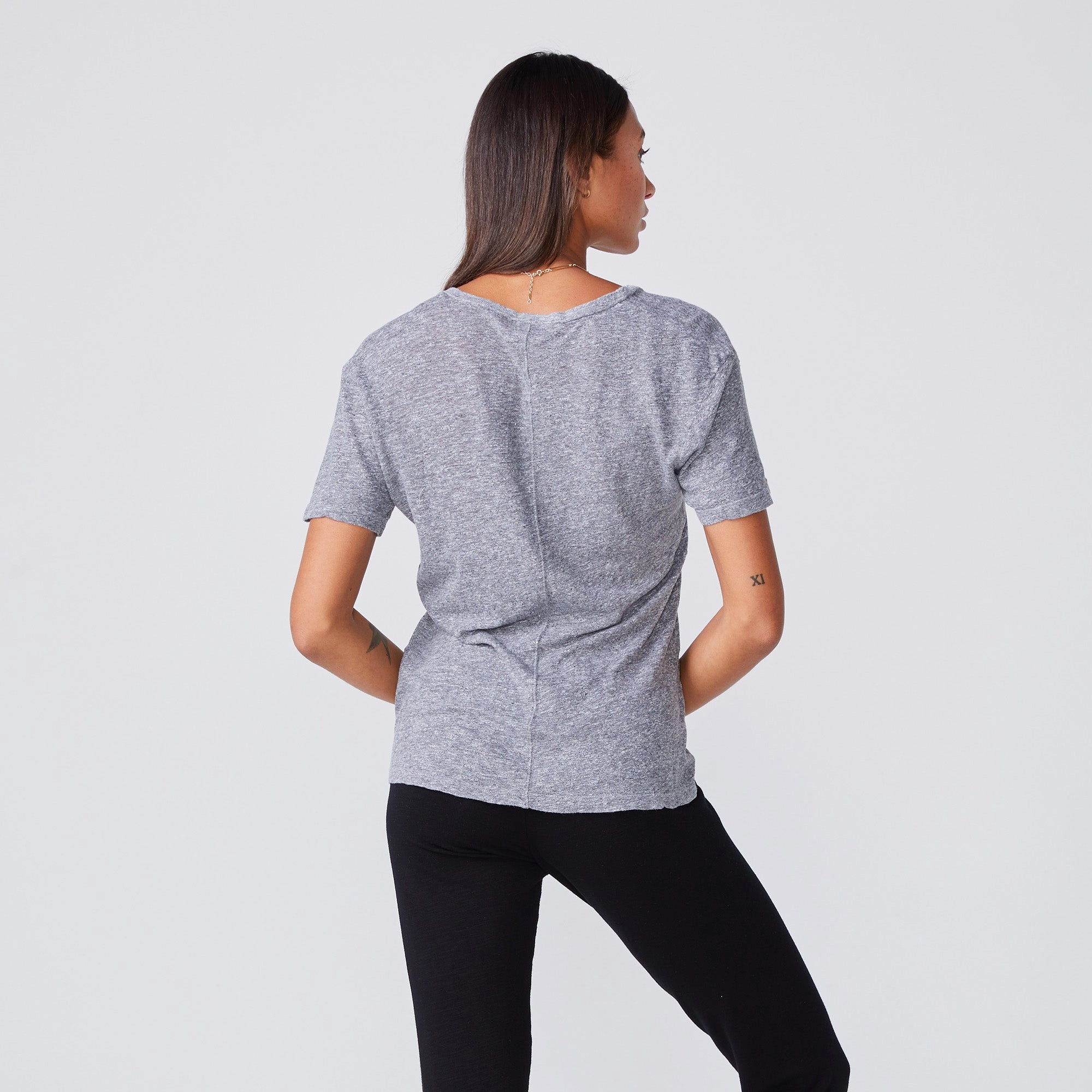 Textured Tri-Blend Relaxed V Neck Tee Seamless construction