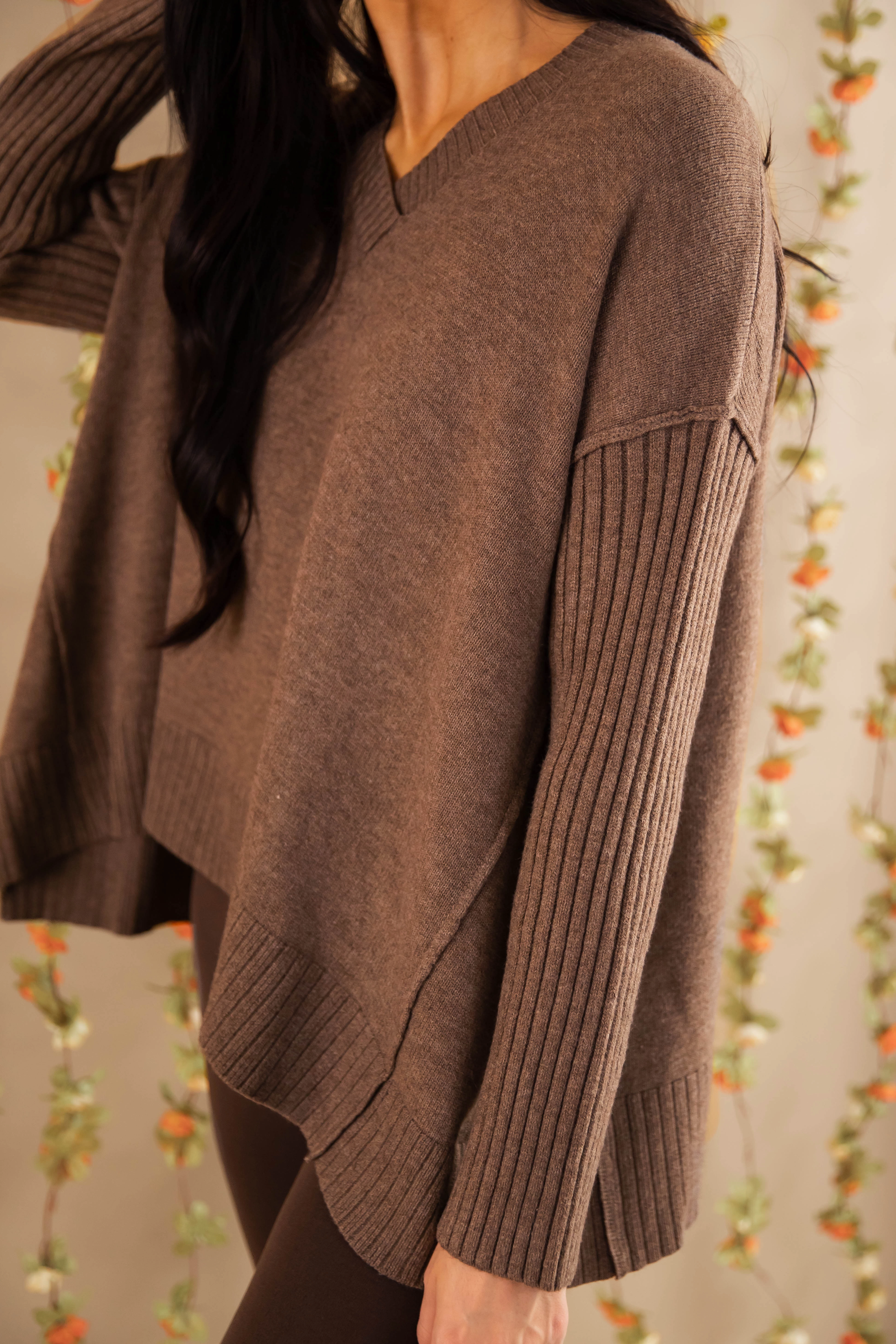 Be There For You Sweater-Mocha Quick Release Buttons RibbedTexture