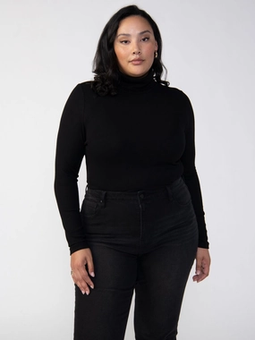 TexturedSurfaceDesign Essential Turtleneck Top Black Extended Sizing WaffleKnit Texture Essential Turtleneck Top Black Extended Sizing