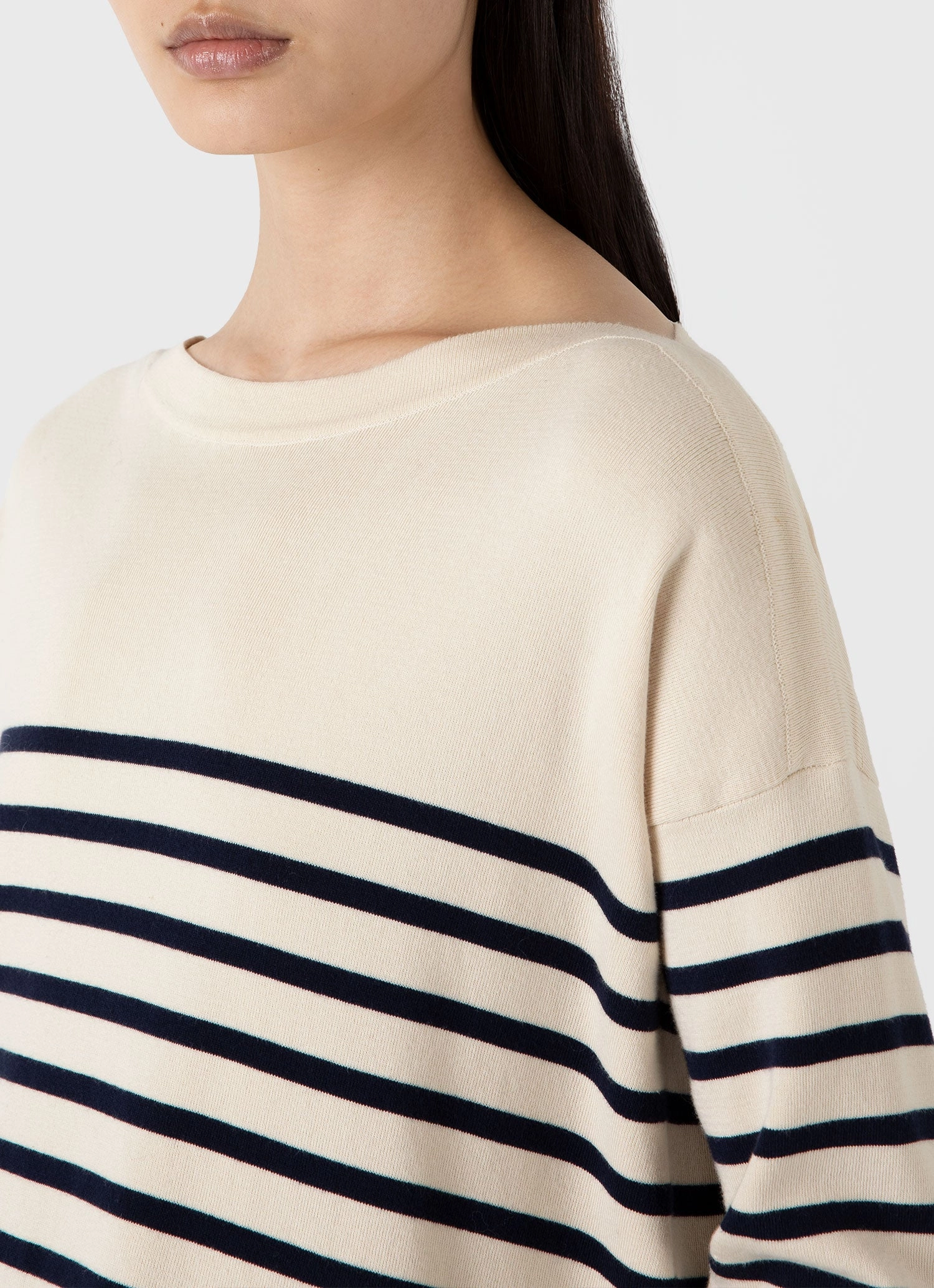 Women's Breton Stripe Jumper in Ecru/Navy AntiStatic Lining