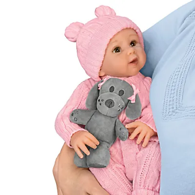 The Ashton - Drake Galleries Arianna Snuggle Pup Baby With Plush Dog RealTouch® Vinyl Skin So Truly Real® Lifelike & Realistic Weighted Doll by Sherry Rawn 17-inches