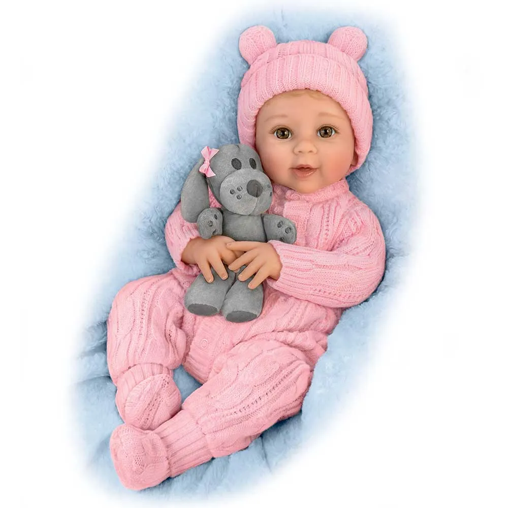 The Ashton - Drake Galleries Arianna Snuggle Pup Baby With Plush Dog RealTouch® Vinyl Skin So Truly Real® Lifelike & Realistic Weighted Doll by Sherry Rawn 17-inches