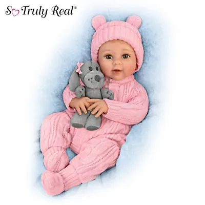 The Ashton - Drake Galleries Arianna Snuggle Pup Baby With Plush Dog RealTouch® Vinyl Skin So Truly Real® Lifelike & Realistic Weighted Doll by Sherry Rawn 17-inches