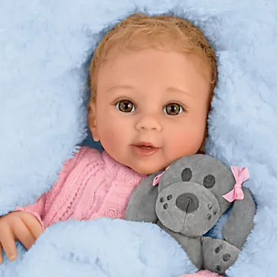 The Ashton - Drake Galleries Arianna Snuggle Pup Baby With Plush Dog RealTouch® Vinyl Skin So Truly Real® Lifelike & Realistic Weighted Doll by Sherry Rawn 17-inches