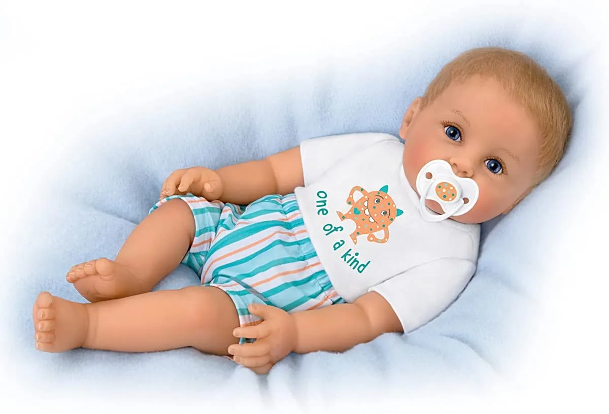 The Ashton - Drake Galleries Cody One of a Kind Lifelike So Truly Real® Baby Boy Doll Magnetic Pacifier Weighted Fully Poseable with Soft RealTouch® Vinyl Skin by Doll Artist Ping Lau  18"-Inches