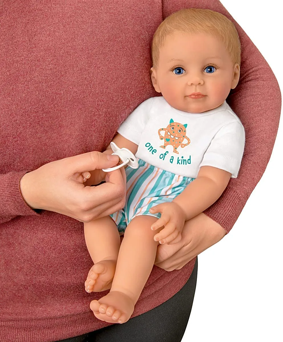 The Ashton - Drake Galleries Cody One of a Kind Lifelike So Truly Real® Baby Boy Doll Magnetic Pacifier Weighted Fully Poseable with Soft RealTouch® Vinyl Skin by Doll Artist Ping Lau  18"-Inches