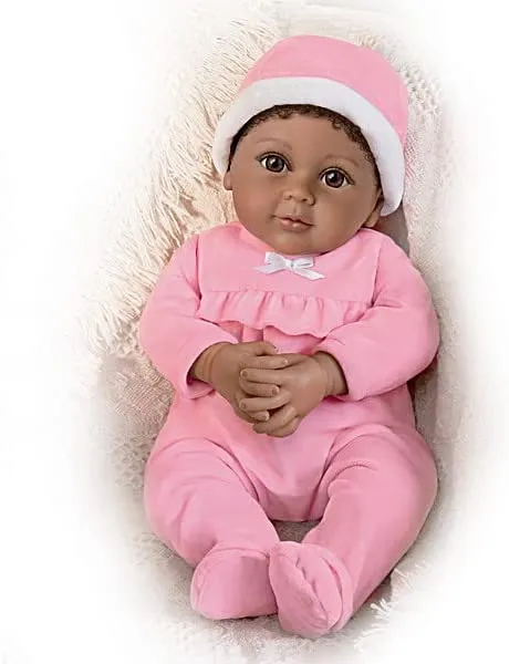 The Ashton - Drake Galleries Kayla the Comfort Doll Designed for Dementia and Alzheimer's Therapy Realistic African American Black Baby Girl Weighted Poseable with Soft RealTouch® Vinyl Skin 18-inches