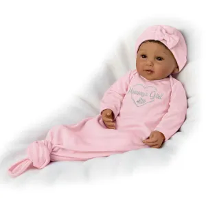 The Ashton-Drake Galleries Mommy's Girl Lifelike So Truly Real® African American Black Baby Girl Doll Weighted Fully Poseable with Magnetic Pacifier and Soft RealTouch® Vinyl Skin 17"-Inches