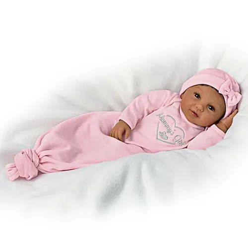 The Ashton-Drake Galleries Mommy's Girl Lifelike So Truly Real® African American Black Baby Girl Doll Weighted Fully Poseable with Magnetic Pacifier and Soft RealTouch® Vinyl Skin 17"-Inches