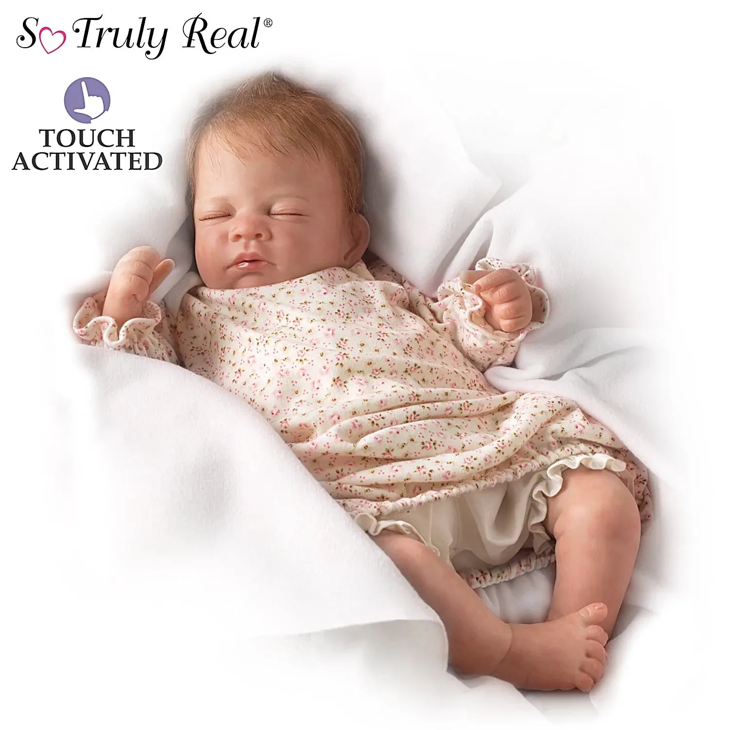 The Ashton - Drake Galleries "Hush, Little Baby" Lifelike "Breathing" Doll Lifelike Poseable So Truly Real® Interactive & Realistic Baby Doll with RealTouch® Vinyl Skin by Waltraud Hanl 18-inches