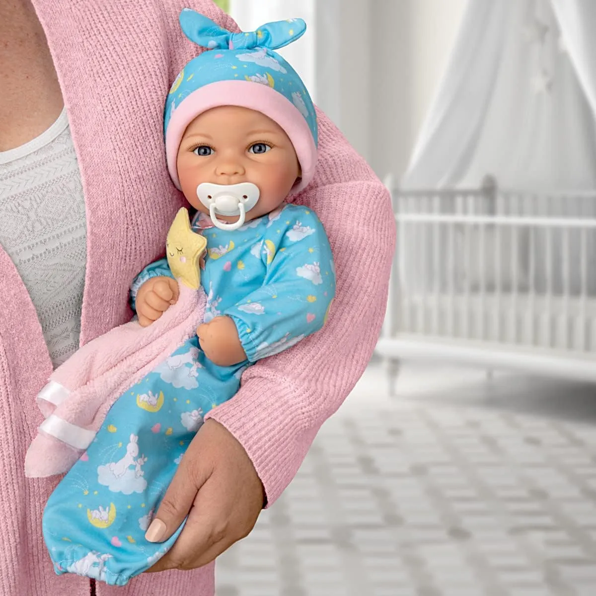 The Ashton - Drake Galleries So Truly Real Ready for Bed Rylee Lifelike Baby Doll Featuring A Bunny-Themed Bedtime Ensemble with Lavender Scent Packet