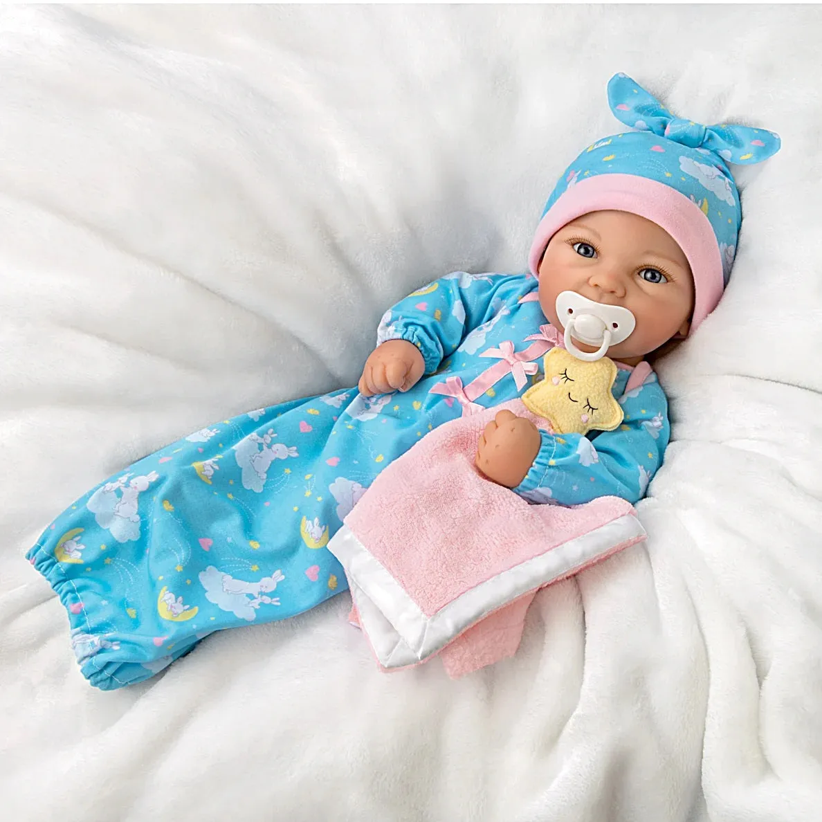 The Ashton - Drake Galleries So Truly Real Ready for Bed Rylee Lifelike Baby Doll Featuring A Bunny-Themed Bedtime Ensemble with Lavender Scent Packet