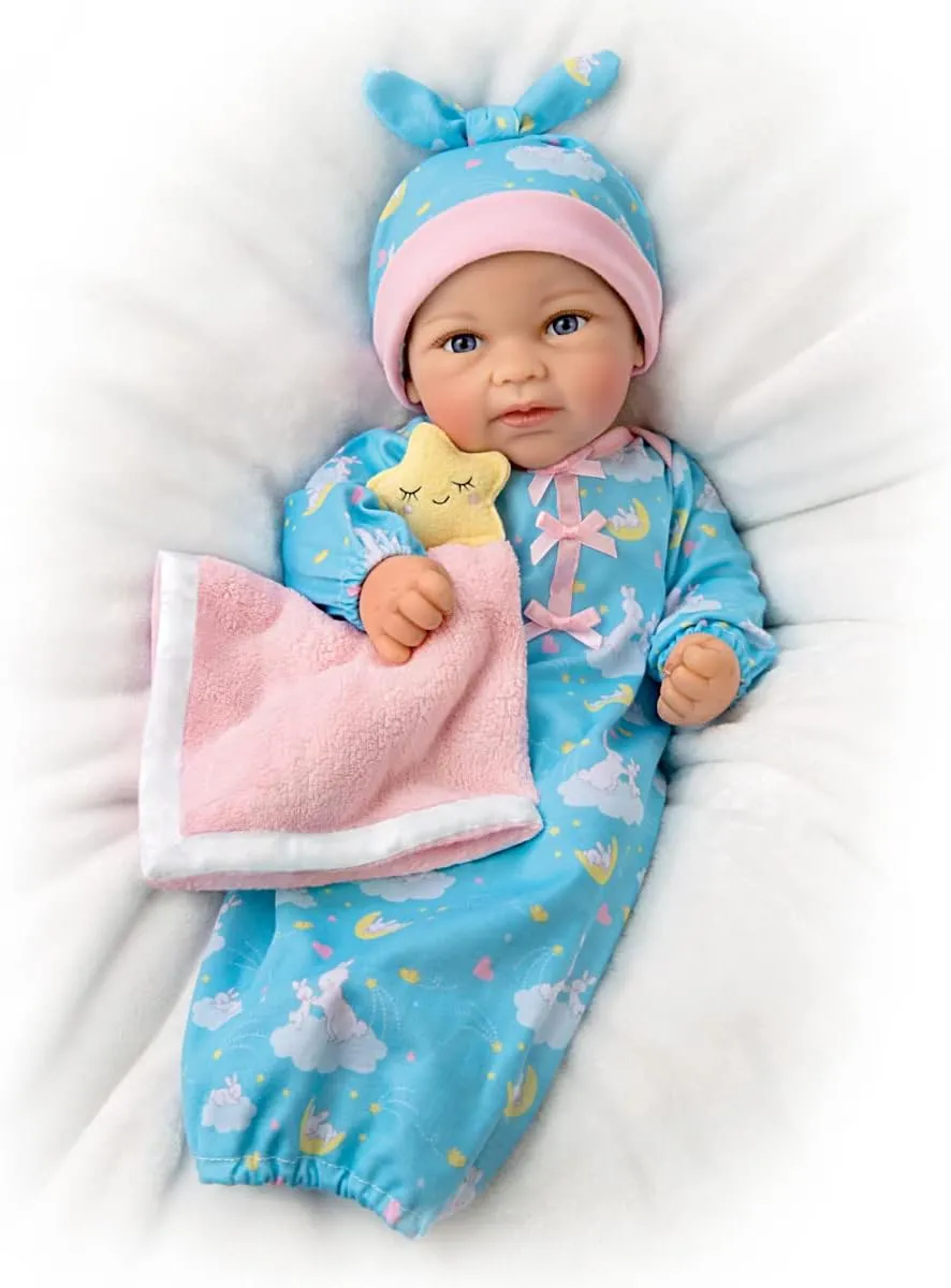 The Ashton - Drake Galleries So Truly Real Ready for Bed Rylee Lifelike Baby Doll Featuring A Bunny-Themed Bedtime Ensemble with Lavender Scent Packet