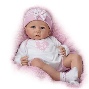 The Ashton-Drake Galleries Worth the Wait Realistic Newborn Baby Girl Doll Lifelike Weighted Poseable with Soft RealTouch® Vinyl Skin by Linda Murray 16-inches