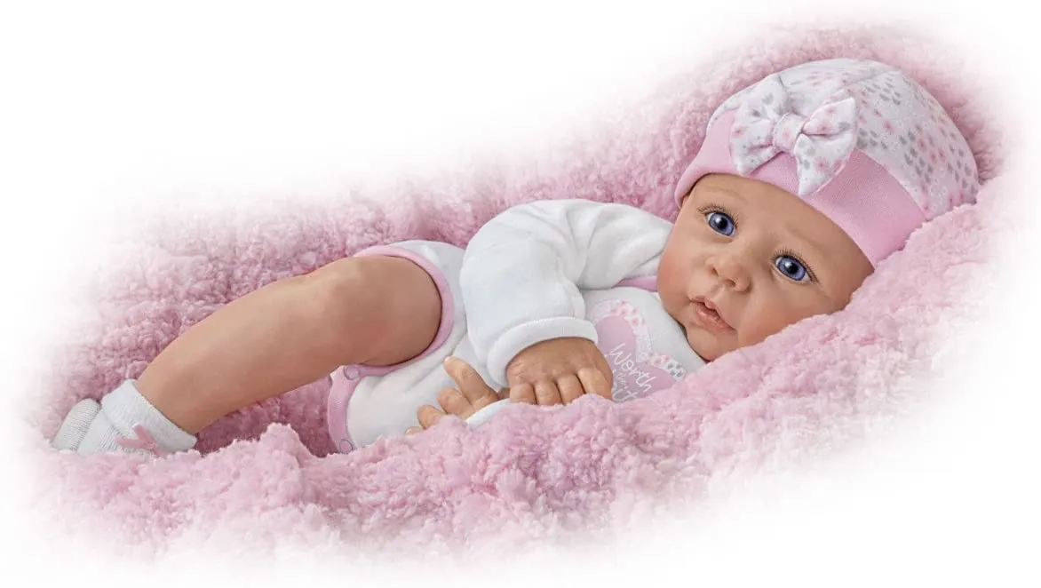 The Ashton-Drake Galleries Worth the Wait Realistic Newborn Baby Girl Doll Lifelike Weighted Poseable with Soft RealTouch® Vinyl Skin by Linda Murray 16-inches