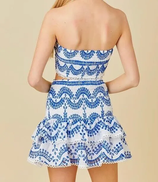 The Aubrey Set: Strapless Paisley Print Skirt Set