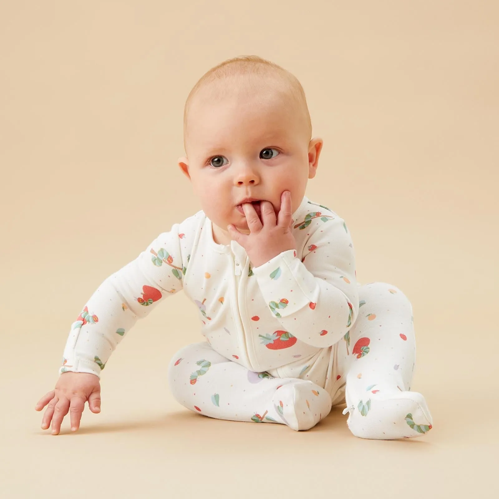 The Very Hungry Caterpillar Print & Ribbed Clever Zip Baby Pajamas 2 Pack