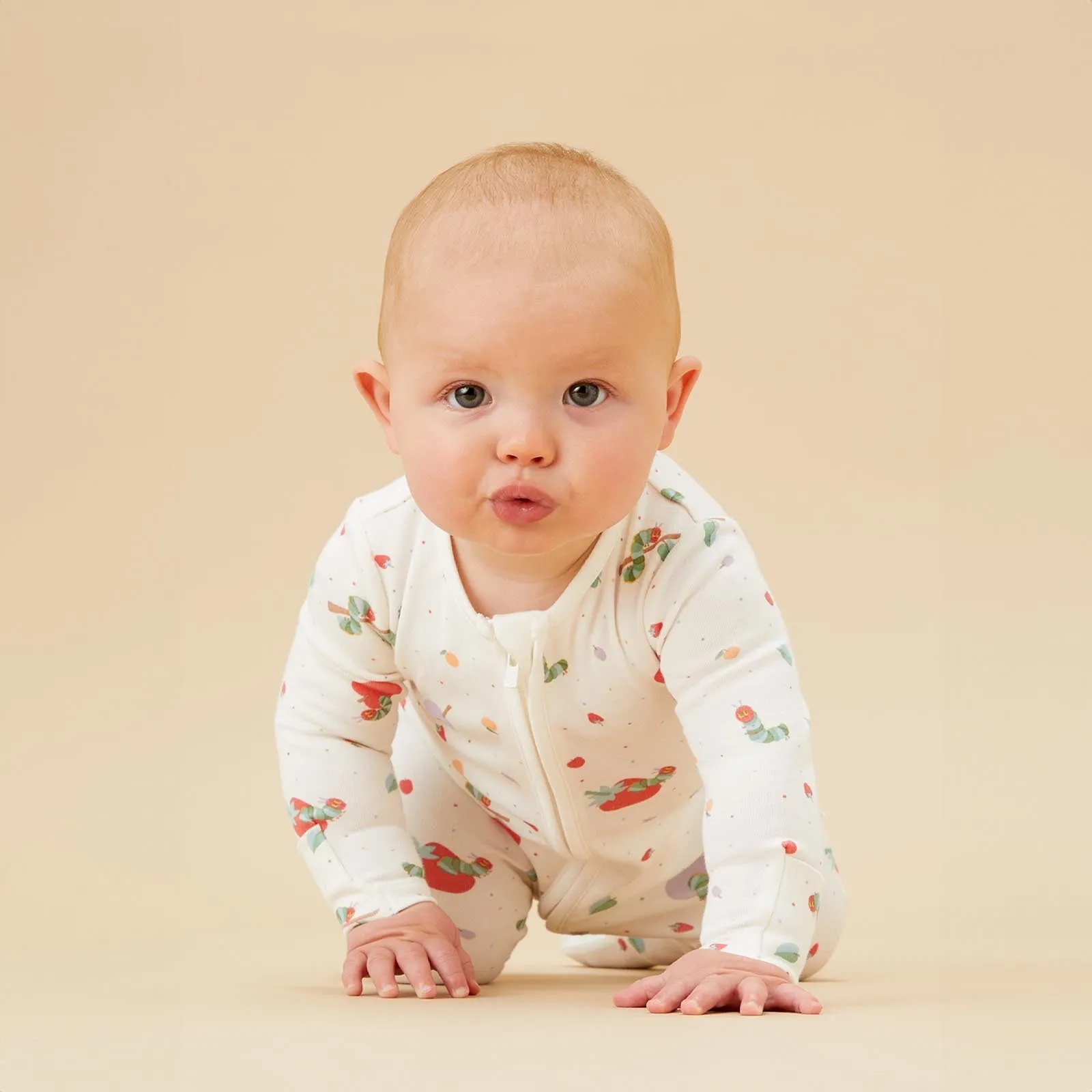 The Very Hungry Caterpillar Print & Ribbed Clever Zip Baby Pajamas 2 Pack