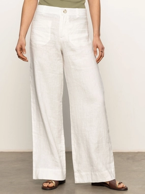 The Linen Marine Wide Leg Semi-High Rise Pant White Layering Essential The Linen Marine Wide Leg Semi-High Rise Pant White ThermalRegulation