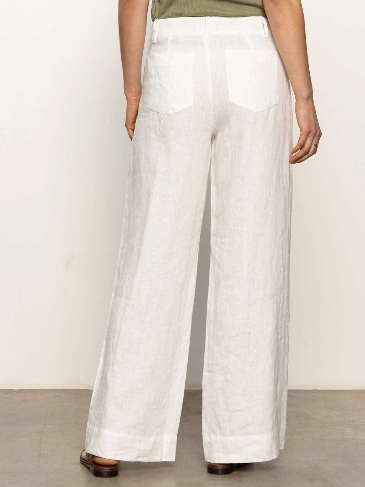 The Linen Marine Wide Leg Semi-High Rise Pant White WaterRepellent Active Comfort Wear