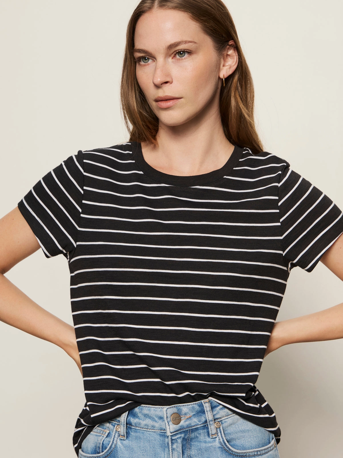 The Perfect Tee White/Black Stripe Casual Wearable