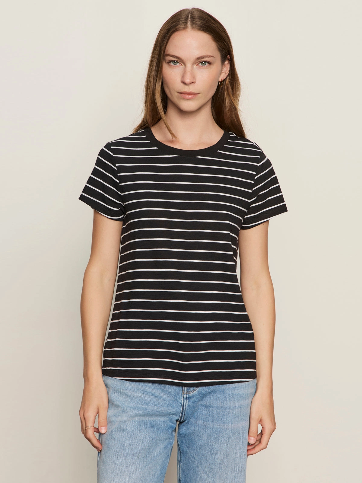 The Perfect Tee White/Black Stripe Anti Pilling Surface
