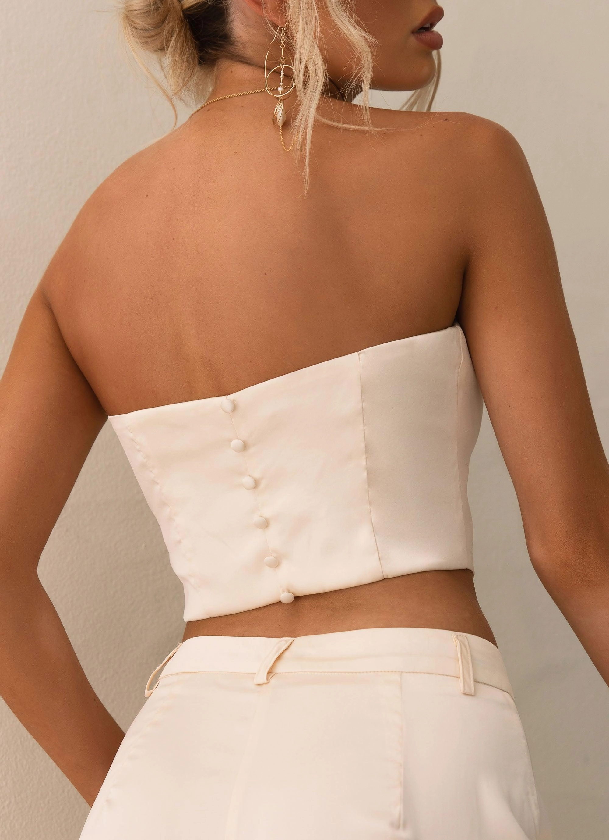 The Real Thing Bustier Top - Pearl Sustainable Fabric Blend TaglessCollar